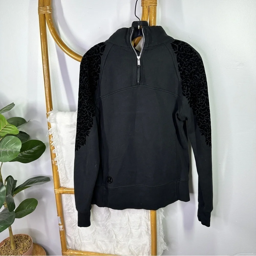 Lululemon Black Floral Flock Pullover sz 10